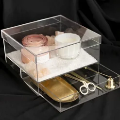 Acrylic 25 Rose Head Display Box with Drawer (25x25x15cmH)