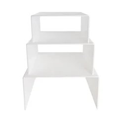 Acrylic Riser Square Set 3 5mm White (35x35cmx18cmH)
