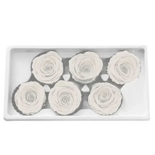 Amore Forever Rose Heads Pack 6 White (5-6cmD)