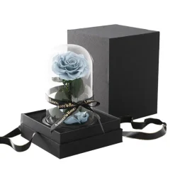 Amore Forever Rose Single Stem Cloche Blue (12cmDx20cmH)
