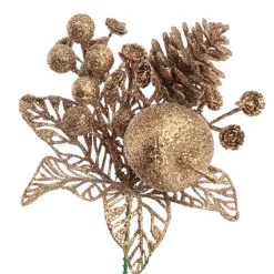 Apple Berries & Pinecone Christmas Pick Rose Gold (26cmH)