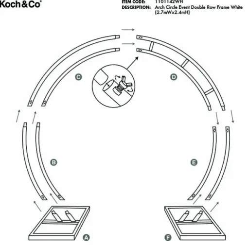 Arch Circle Event Double Row Frame White (2.7mWx2.4mH)