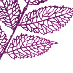Artificial Glitter Leaf Spray Plum Purple (76cmH)