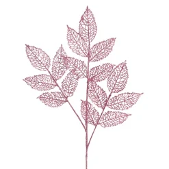 Artificial Glitter Leaf Spray Pink (76cmH)