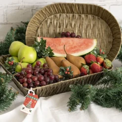 Artificial Wicker Basket Hamper Rectangle Brown (37X27x9cmH)