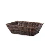 Artificial Wicker Tray Rectangle S Dark Brown (33x24x10cmH)