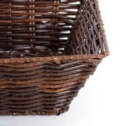 Artificial Wicker Tray Rectangle S Dark Brown (33x24x10cmH)