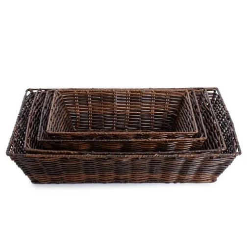 Artificial Wicker Tray Rectangle M Dark Brown (37x28x10cmH)