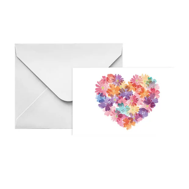 Artisan Gift Card & Envelope Flower Heart Pk25 (10x6.5cmH)