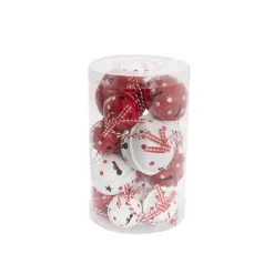 Assorted Hanging Iron Bells Set 14 Red & White (4-6cmD)