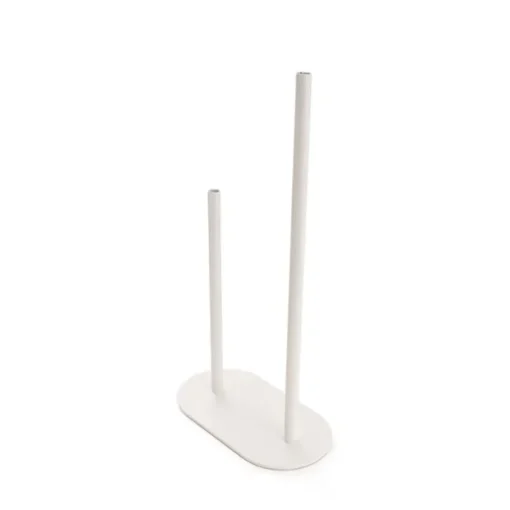 Asymmetrical Two Tube Metal Vase White (15x8x28cmH)