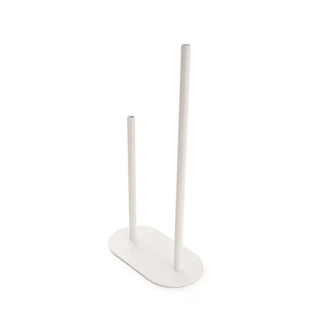 Asymmetrical Two Tube Metal Vase White (15x8x28cmH)