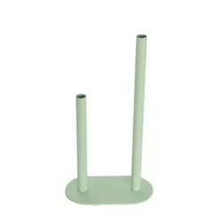 Asymmetrical Two Tube Metal Vase Sage Green (15x8x28cmH)