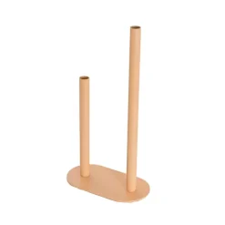 Asymmetrical Two Tube Metal Vase Peach Fuzz (15x8x28cmH)