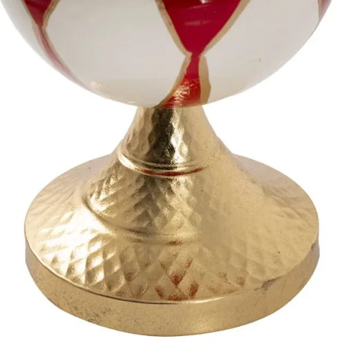 Bauble Design Taper Candle Holder Red & White (13x32cmH)