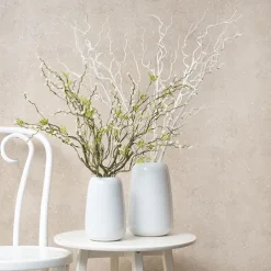 Branch w White Flower Bud & Leaves Brown (79cmH)