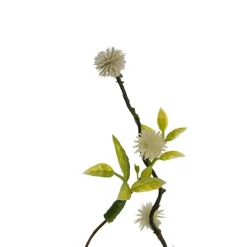 Branch w White Flower Bud & Leaves Brown (79cmH)