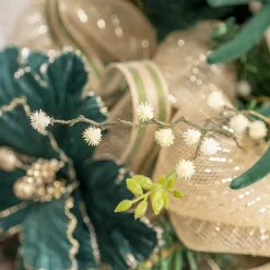 Branch w White Flower Bud & Leaves Brown (79cmH)