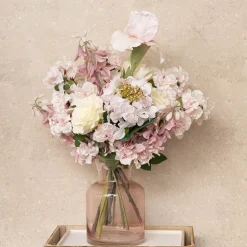 Budding Real Touch Hydrangea Stem White Pink (18cmDx70cmH)