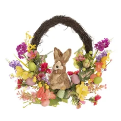 Bunny Egg Floral Rattan Wreath Multi Colour (45.5cmD)