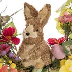 Bunny Egg Floral Rattan Wreath Multi Colour (45.5cmD)