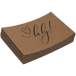 Cards Brown Kraft Baby with Heart (10x6.5cmH) Pk 50