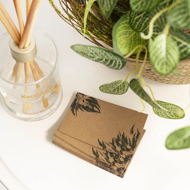 Cards Brown Kraft Native Gum Nuts & Leaves (10x6.5cmH) Pk 50