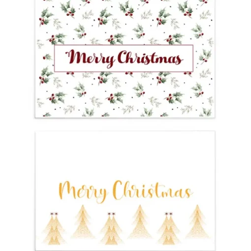 Cards Christmas Holly & Trees with Envelopes Pk50(10x6.5cmH)