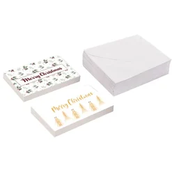 Cards Christmas Holly & Trees with Envelopes Pk50(10x6.5cmH)