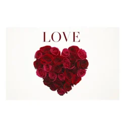 Cards White Love and Heart Roses Red (10x6.5cmH) Pack 50