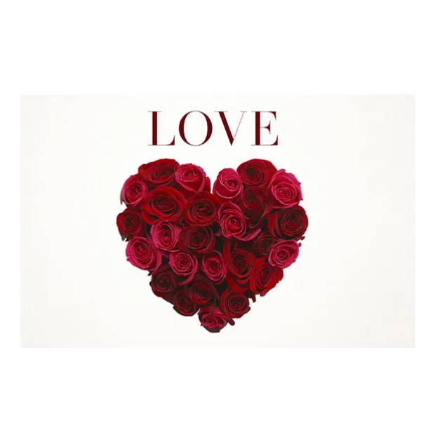 Cards White Love and Heart Roses Red (10x6.5cmH) Pack 50