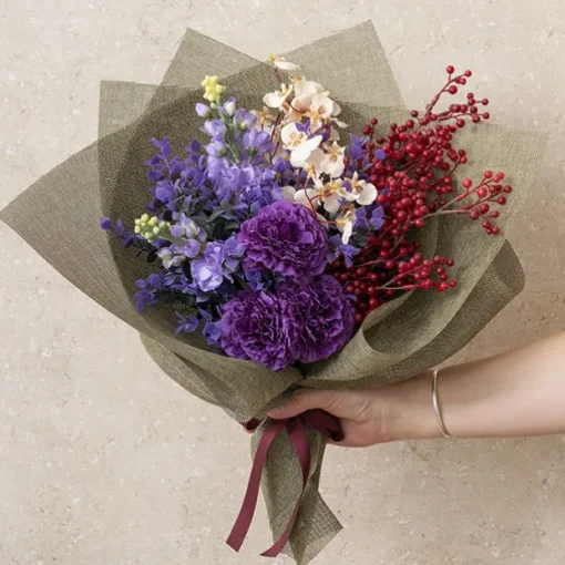 Carnation Ruffle Stem Dark Purple (9cmDx42cmH)