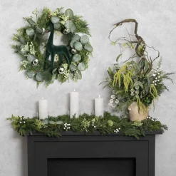 Cedar Pine Single Pillar Candle Holder Green (40x14cmH)