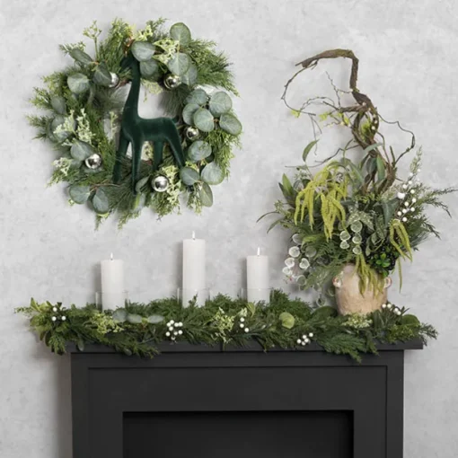 Cedar Pine Single Pillar Candle Holder Green (40x14cmH)