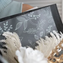 Cello Frosted Hand Drawn Leaves 40mic Green Pk100 (50x70cm)