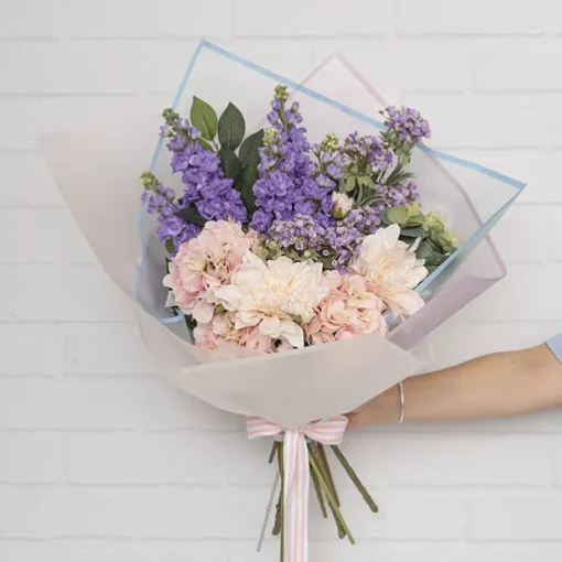 Cello Frosted Hue with Border 50mic White Pk100 (60x60cm)