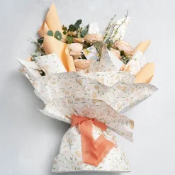 Cello Regal 65mic Delightful Flowers Peach Pk100 (50x70cm)