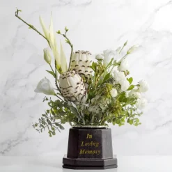 Cemetery Vase Black (13TDx7BDx10cmH) Black Lid