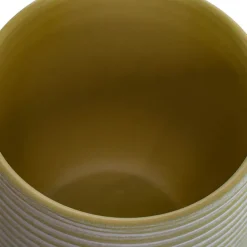 Ceramic Belly Ribbed Rnd Pot Asparagus Green (15.5x15.5cmH)