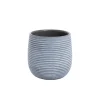 Ceramic Belly Ribbed Round Pot Dark Grey (15.5x15.5cmH)