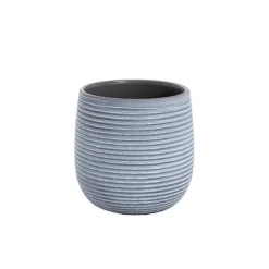Ceramic Belly Ribbed Round Pot Dark Grey (15.5x15.5cmH)