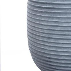 Ceramic Belly Ribbed Round Pot Dark Grey (15.5x15.5cmH)