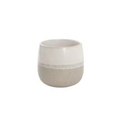 Ceramic Belly Two Tone Round Pot Sandstone (10.5x9.5cmH)