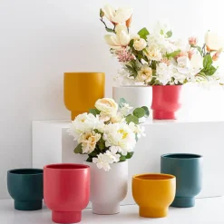Ceramic Buffalo Pot Planter Matte Mango Mojito 15.5cmx14cm