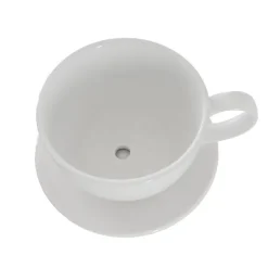 Ceramic Cappuccino Pot & Plate Gloss White (17Dx12cmH)