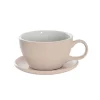 Ceramic Cappuccino Pot & Plate Gloss Nude (15Dx10cmH)