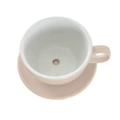 Ceramic Cappuccino Pot & Plate Gloss Nude (15Dx10cmH)