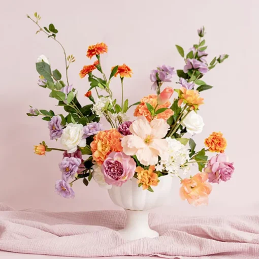 Ceramic Compote Olivia Vases White (17Dx17cmH)