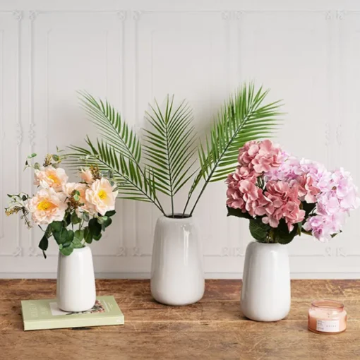 Ceramic Cone Vases Glossy White (14Dx22cmH)