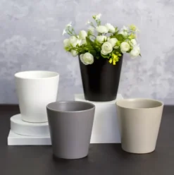 Ceramic Conical Pot Satin Matte White (13.5x13.5cmH)